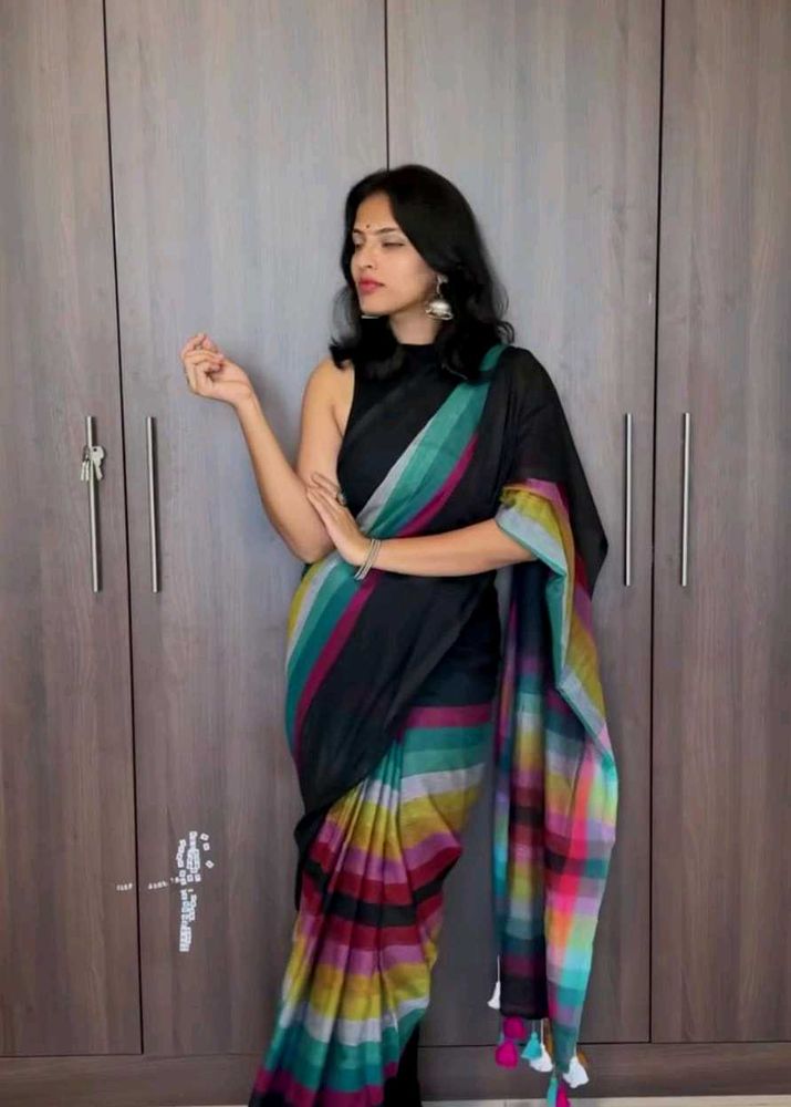 Striped Saree with Tassels