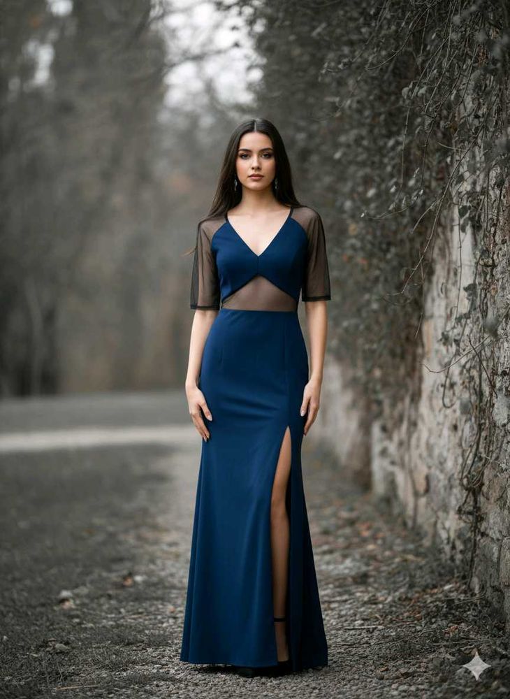 Elegant Navy Blue Maxi Dress