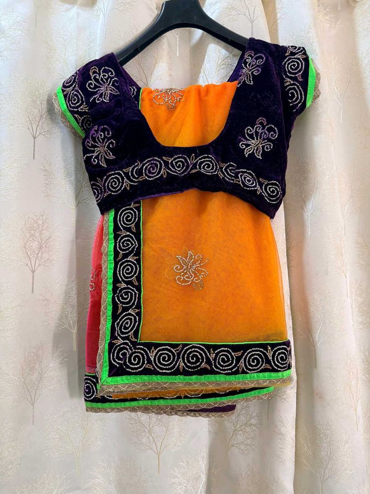 Ombre Diamond work Saree