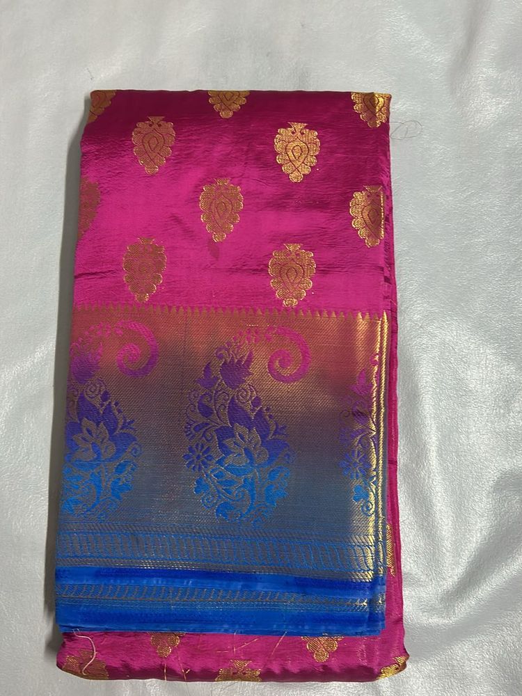 Brand New Pink Blue Saree