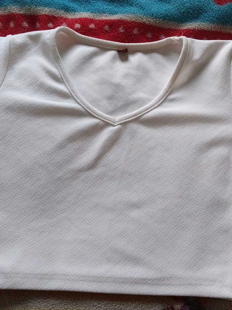 White V-Neck Top