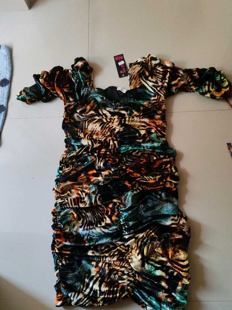 Animal Print Ruched Mini Dress