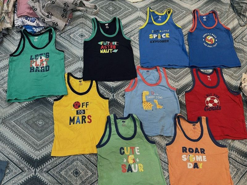 6-12 months  Boys vest pack of 9