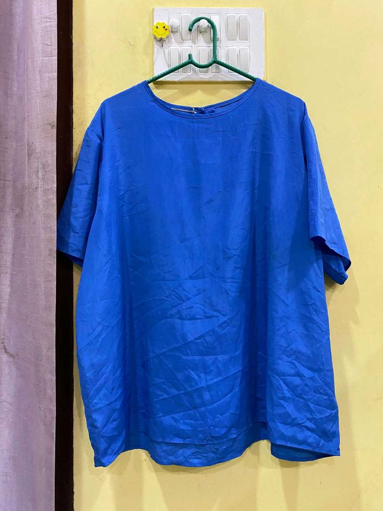 Blue Satin Top Fits Till 44