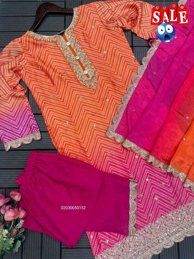 Chinon Kurta with Digital Print Salwar And Duppata