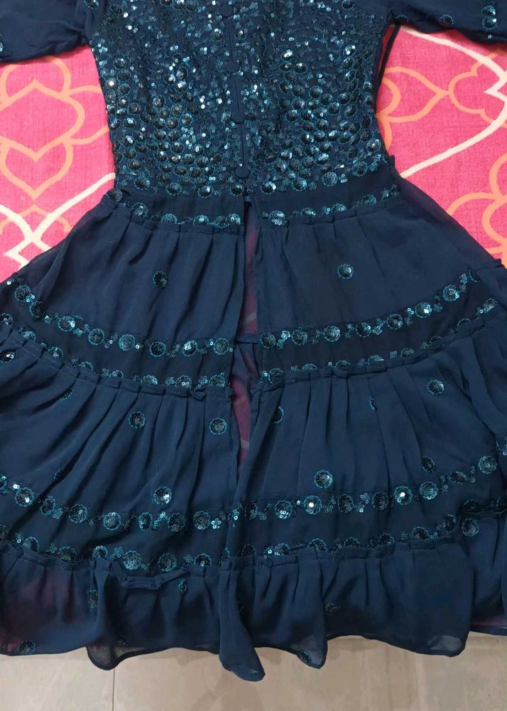 Elegant Teal Embellished Dress