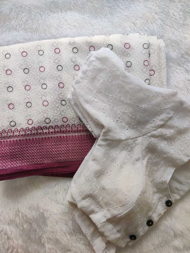 COTTON SAREE &amp; BLOUSE