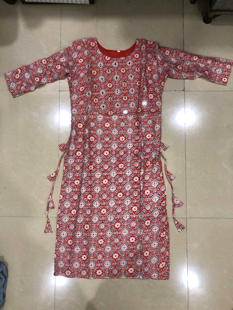 Red Printed Kurta