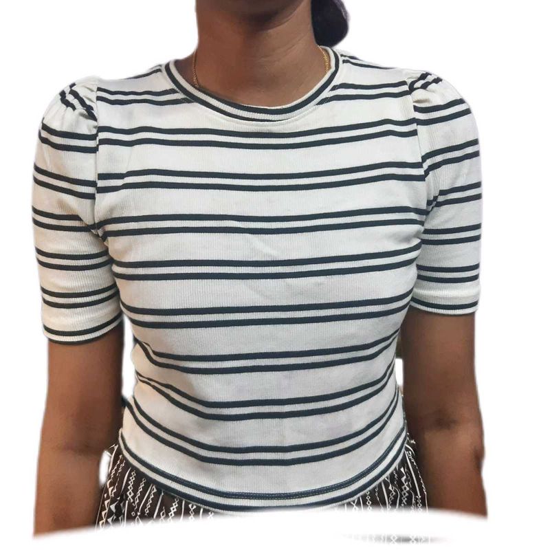 Striped Puff Sleeve Tee