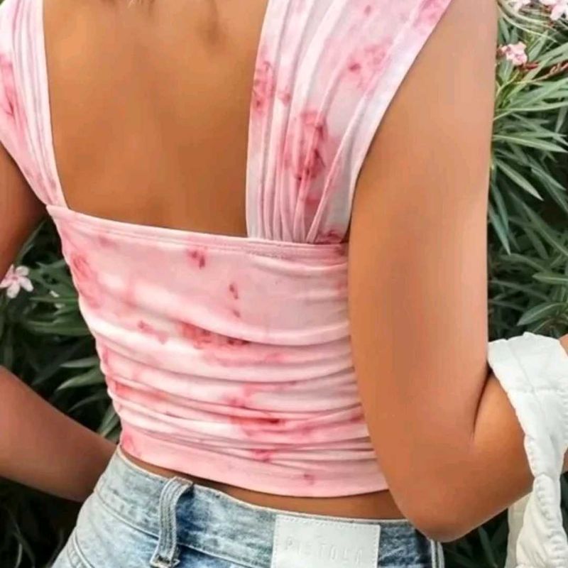 Pink Tie-Dye Crop Top