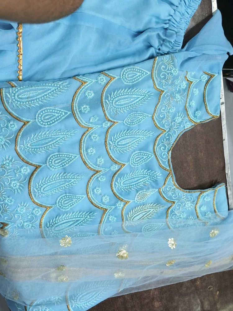 Light Blue Embroidered Kurta Set