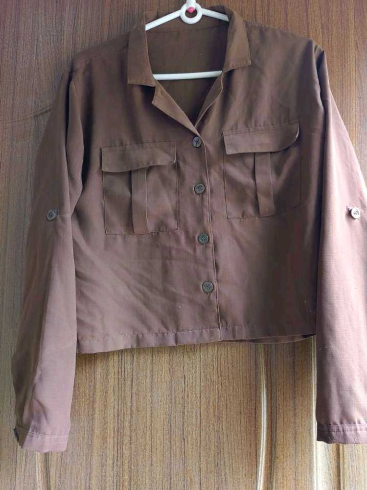 Brown Button-Down Top