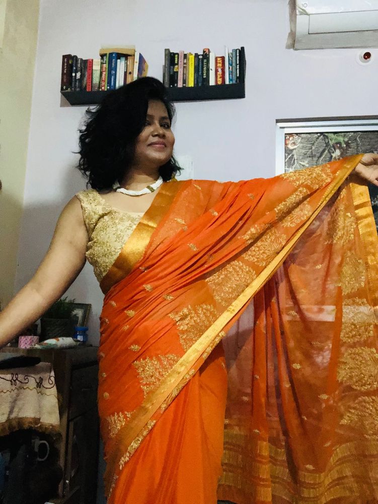 Elegant Orange Saree