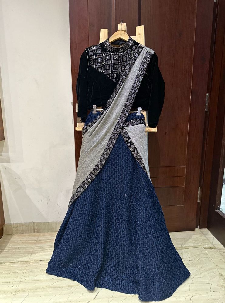 Black Lehenga Sari Dress