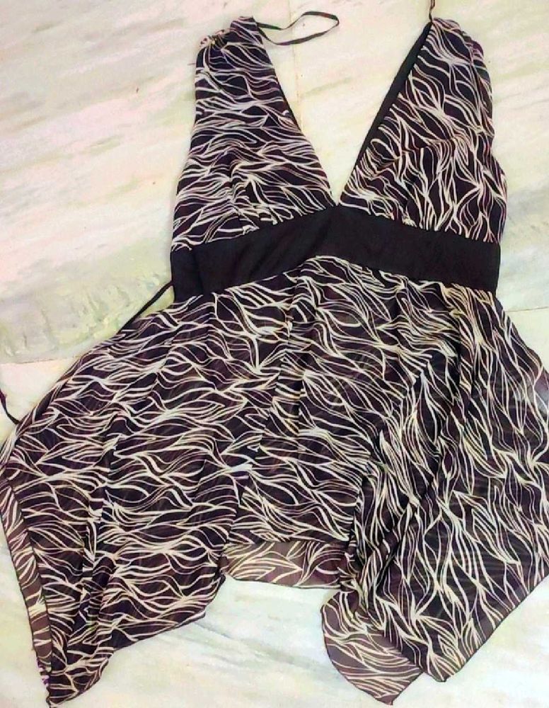 Brown Printed Dress For Girl Or Woman 30 Bust