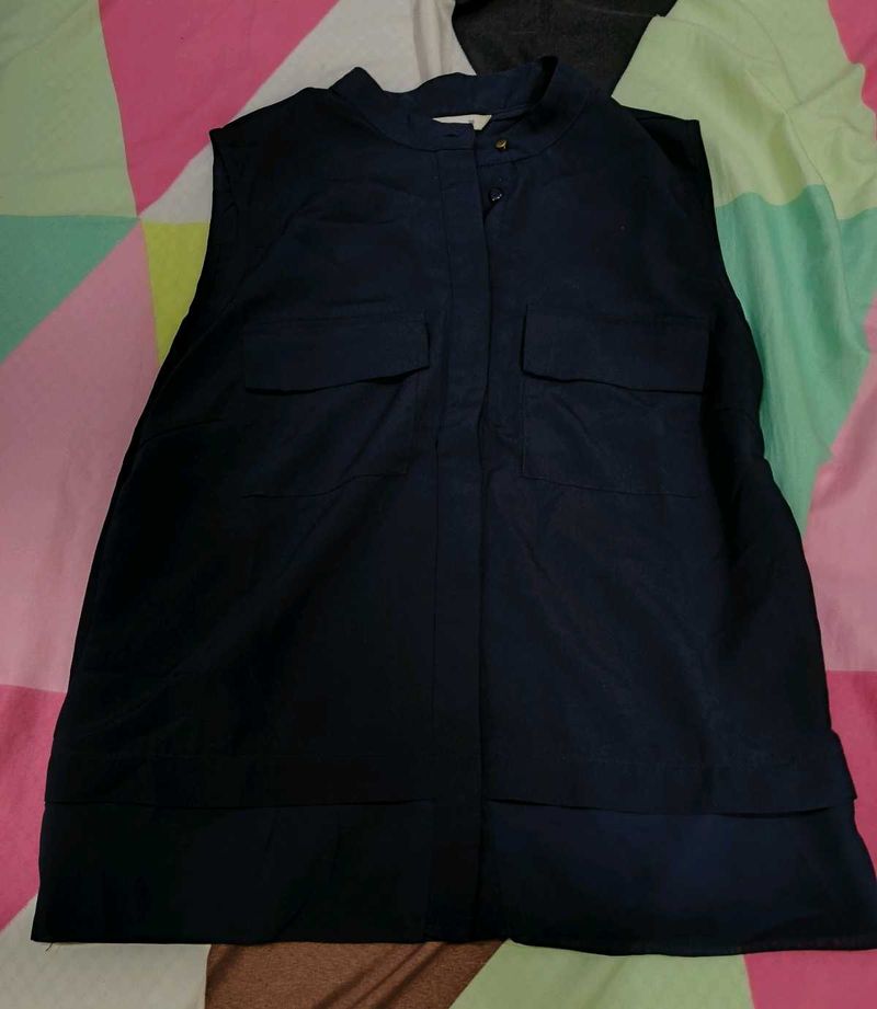 Sleeveless Navy Blue Top