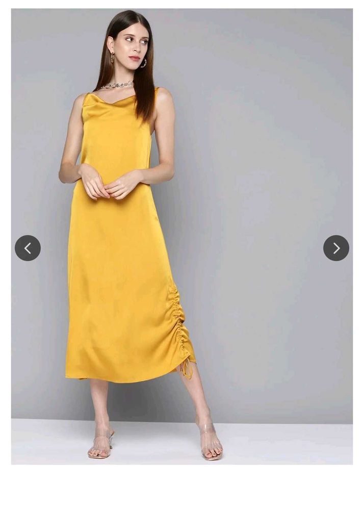 Sassafras Yellow Satin Slip Dress