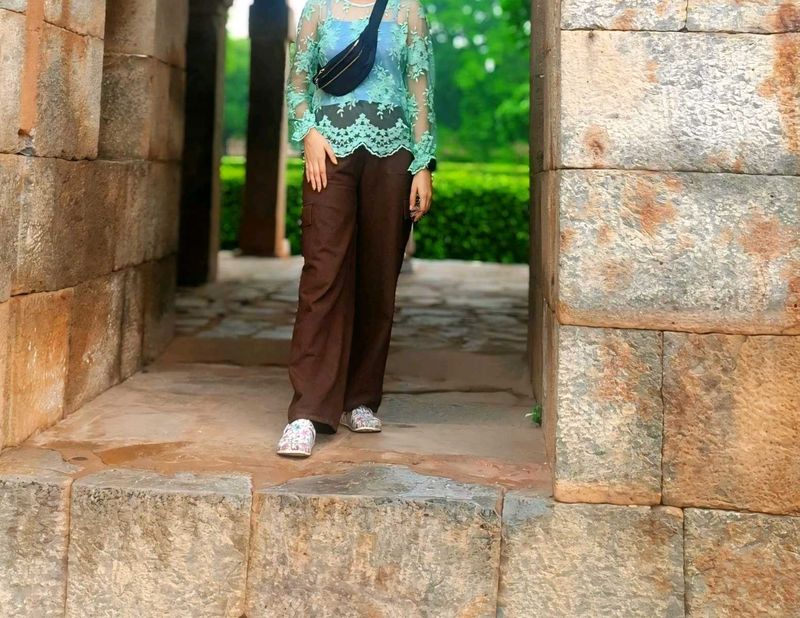 Brown Wide Leg Cargo Pants