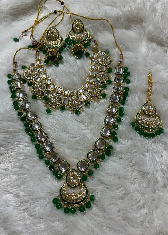 new Unused Green Kundan Jewelry Set
