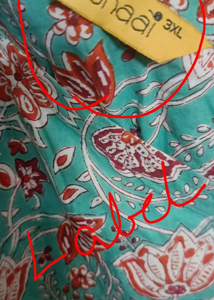 Shaai 3XL Teal Floral Print Top