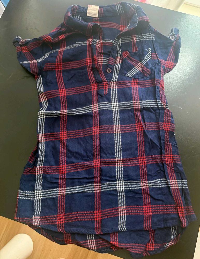 Plaid Short Sleeve Shirt Dress