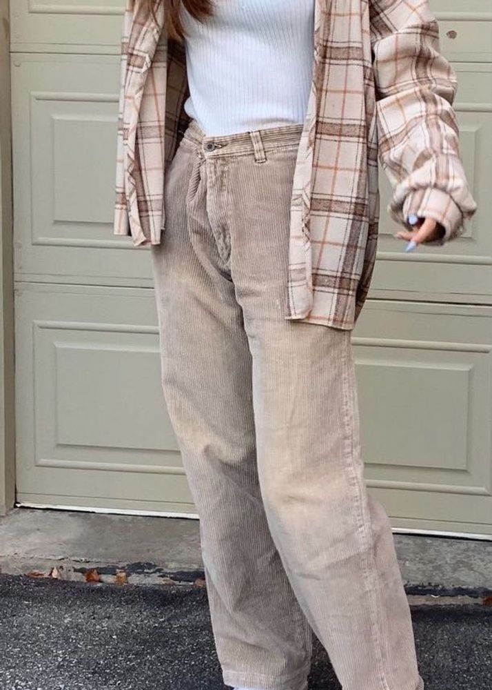 h&amp;m Beige Corduroy Straight Leg Pants