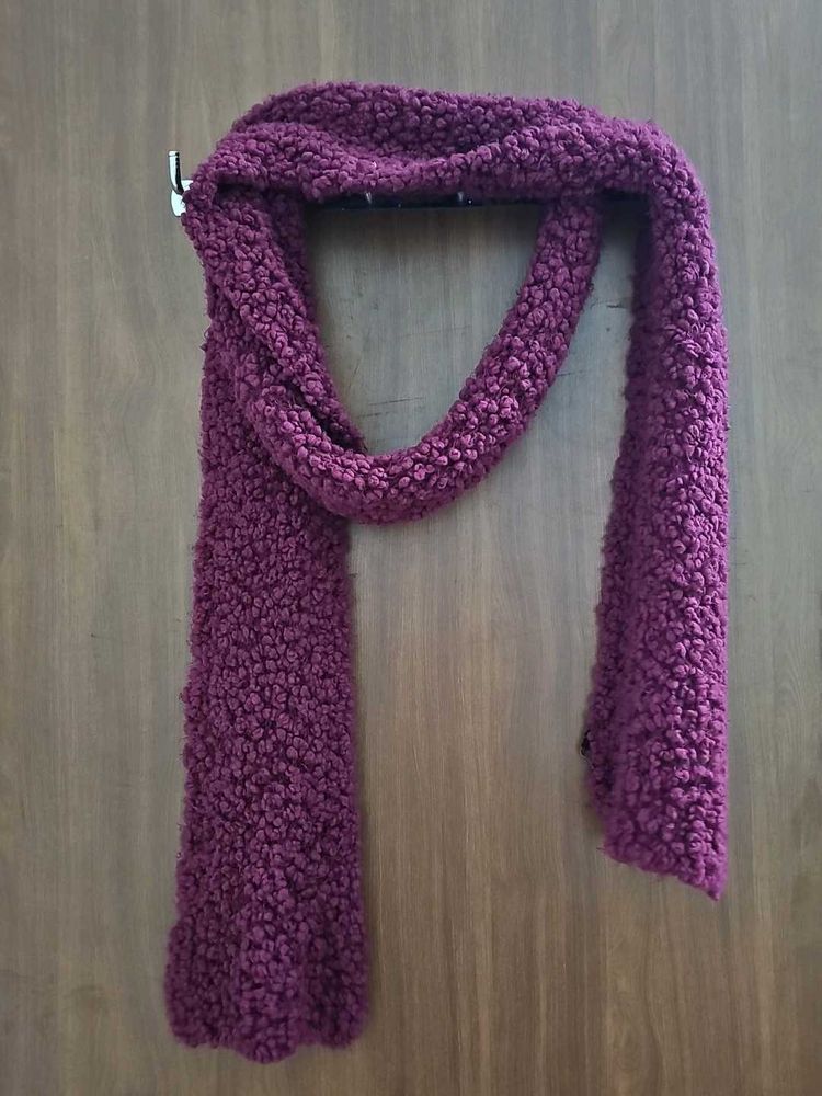 Maroon Fuzzy Scarf
