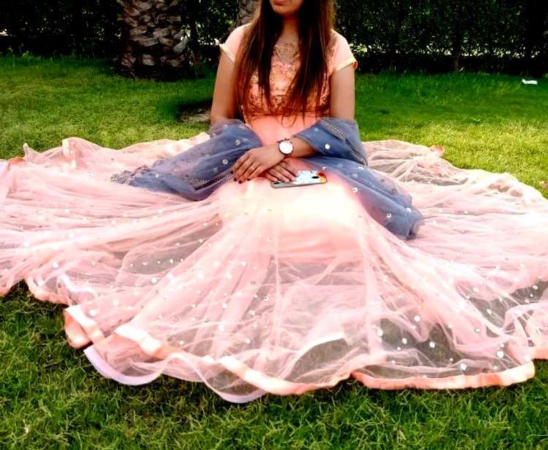 Peach Net Gown