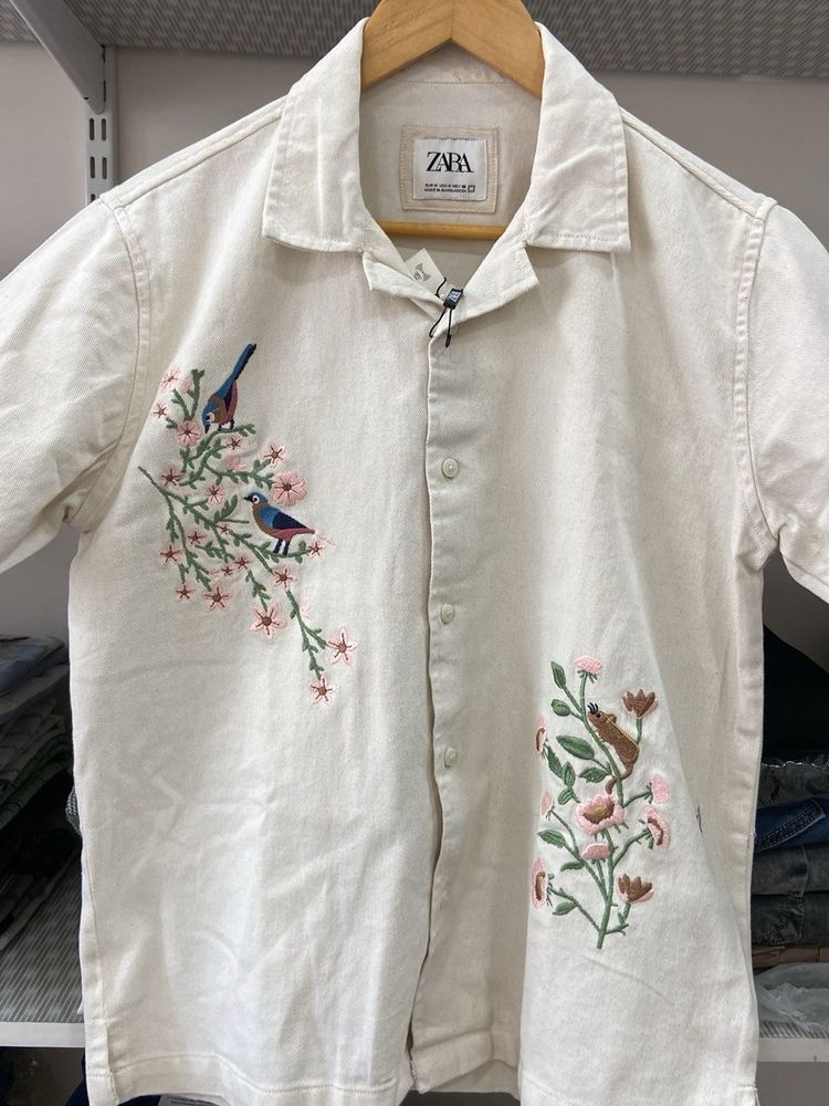 ZARA Embroidered Floral Shirt