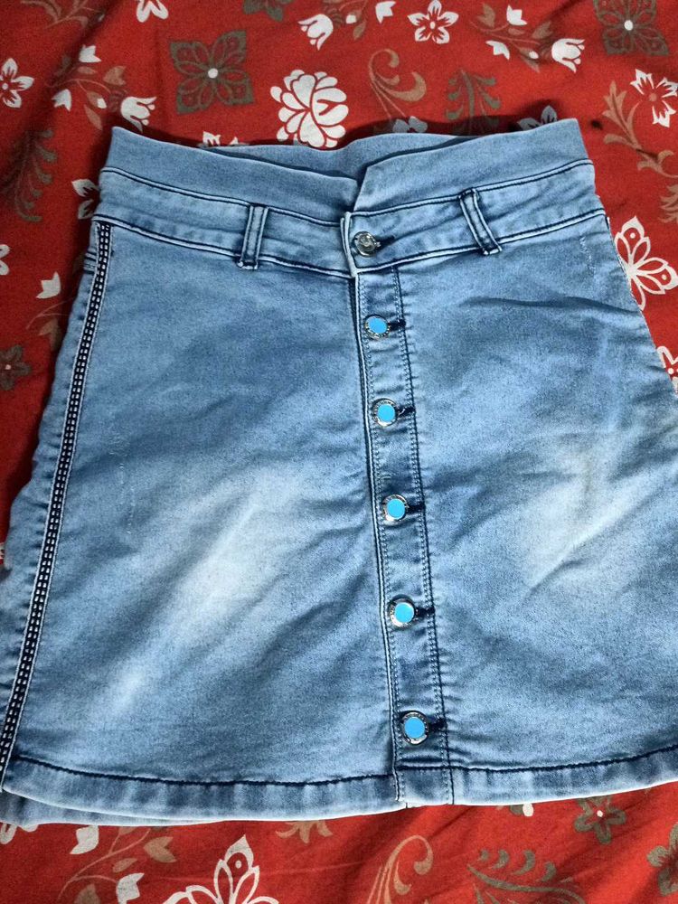 Combo Short Denim Skirt With T-shirt Gift