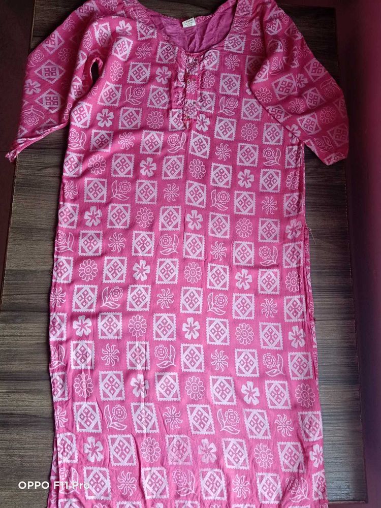 Pink Printed Kurta