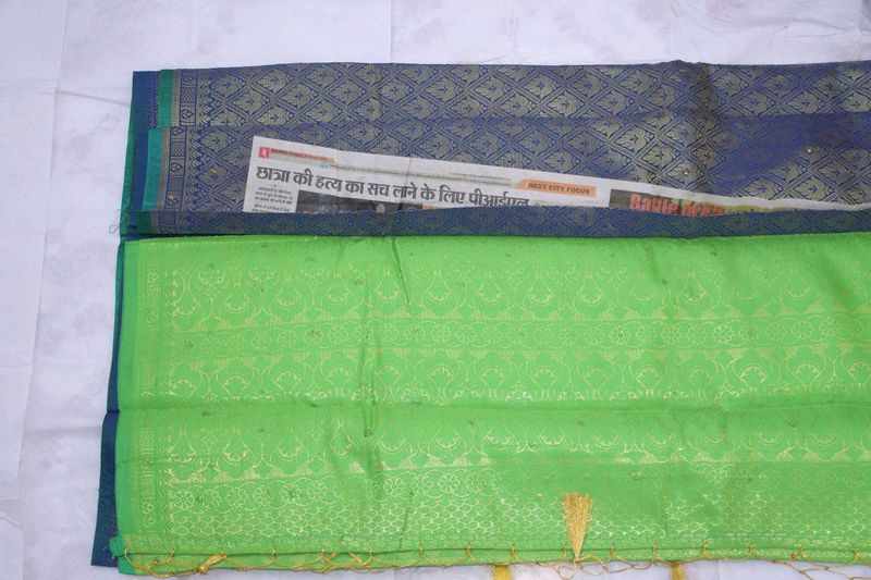 Kanjivaram Green &amp; Blue Brocade Saree