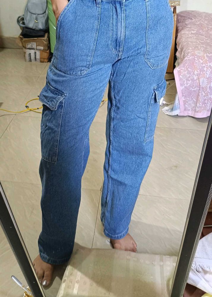 Bershka Straight Cargo Denim