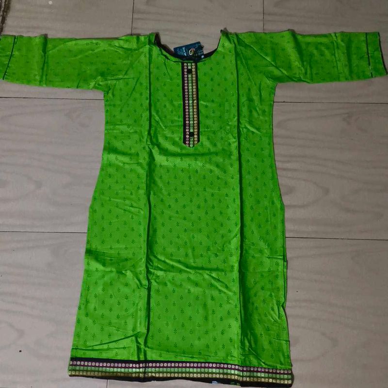 Green Printed Kurta