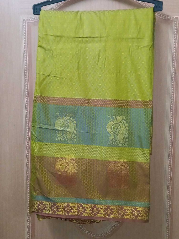 Mustard Yellow Silk Saree