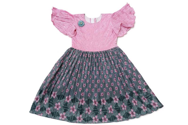 Girls' Pink &amp; Grey Floral Forge 👗💓