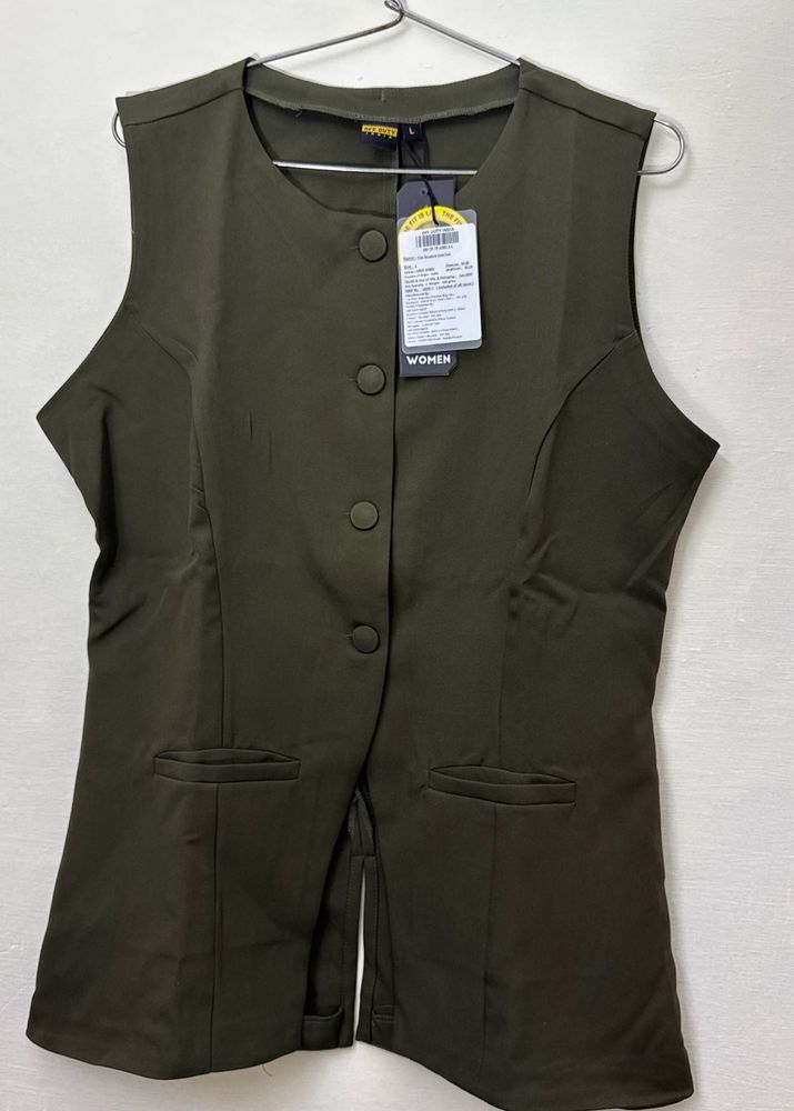 Olive Green Sleeveless Vest top