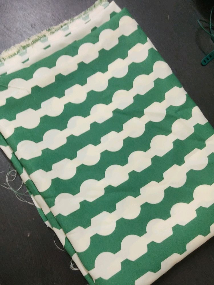 Green &amp; White Dress Material