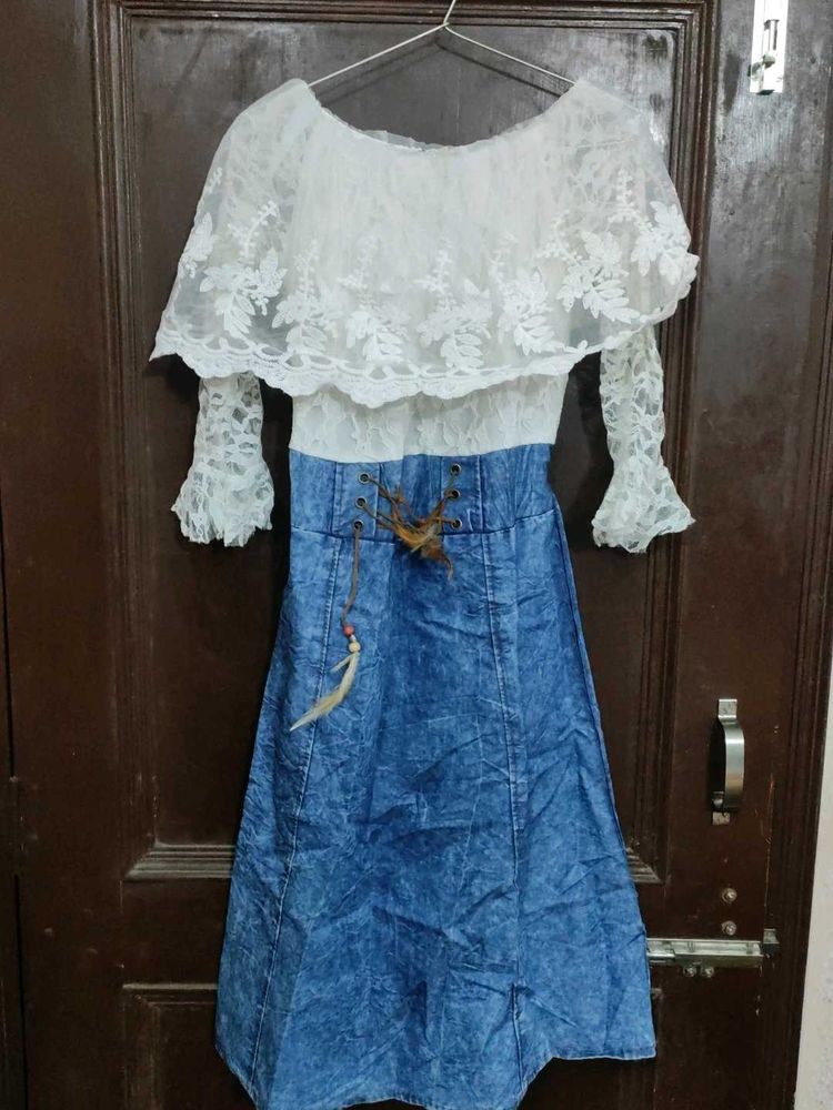 Lace &amp; Denim Dress
