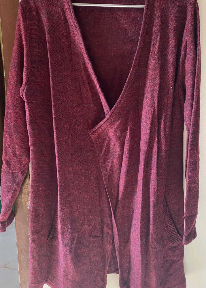 Burgundy Knit Cardigan shurg
