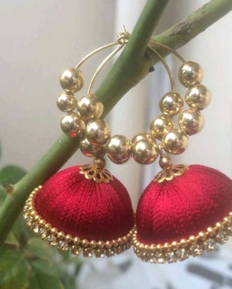 Red Jhumka Earrings