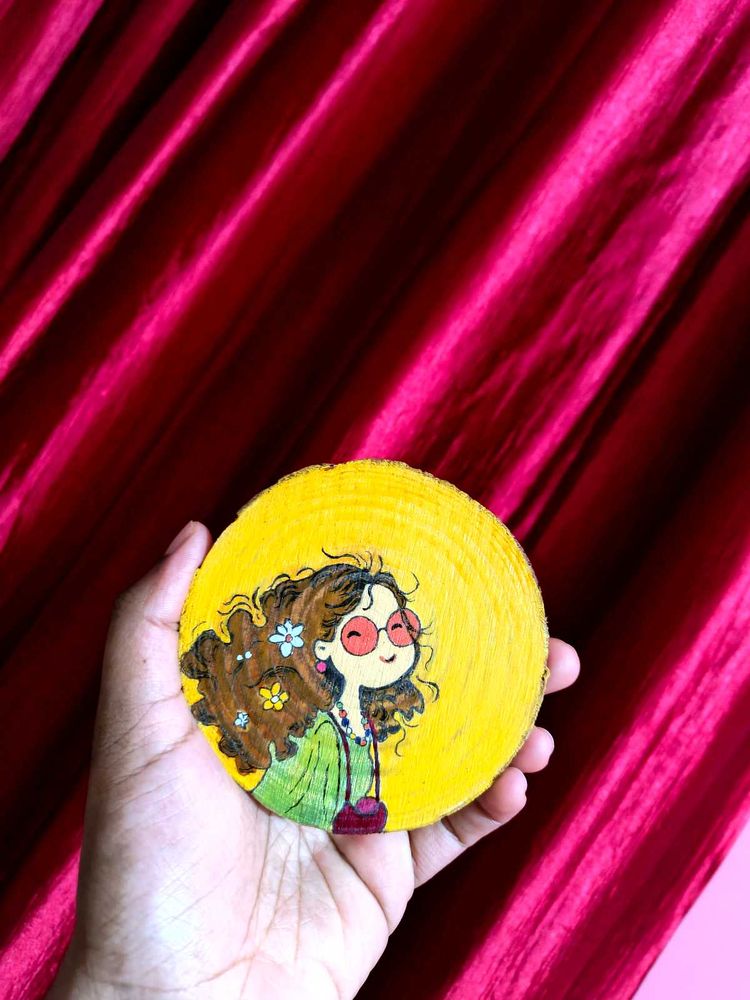 Hand-Painted Wooden Coaster