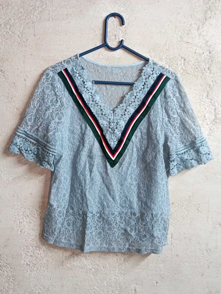 Trendy Ladies Lace Top Blue 💙