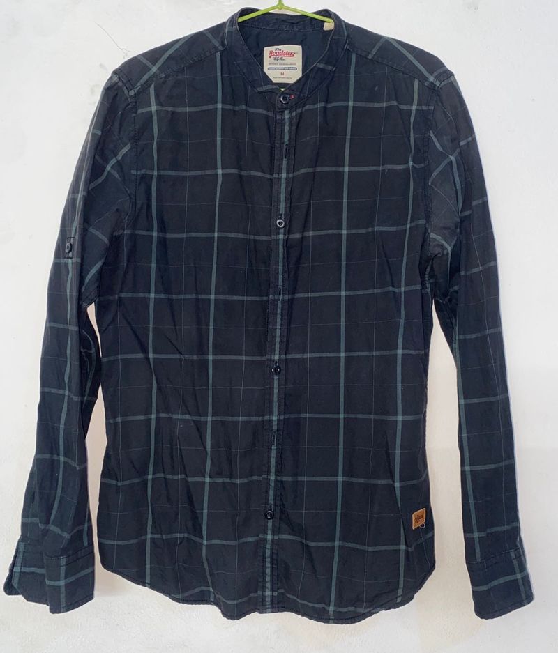 Roadster Black Shirt With Green Stripes