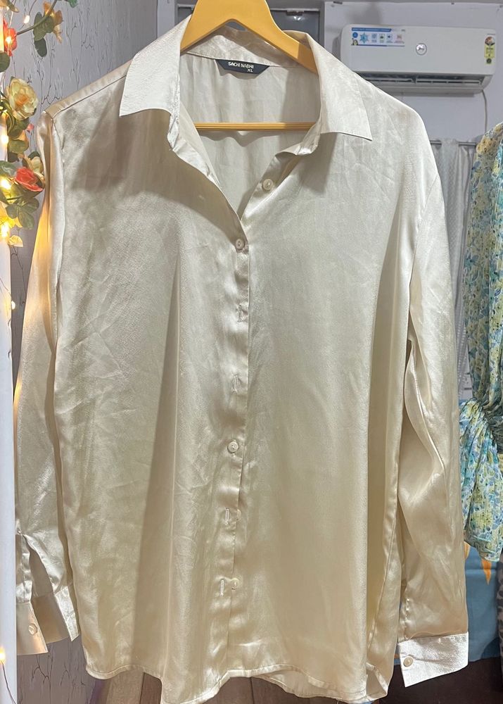 Satin Button-Down Shirt