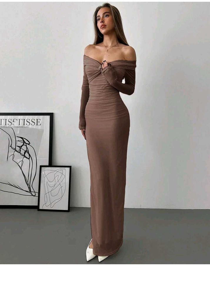 Elegant Brown Maxi Dress
