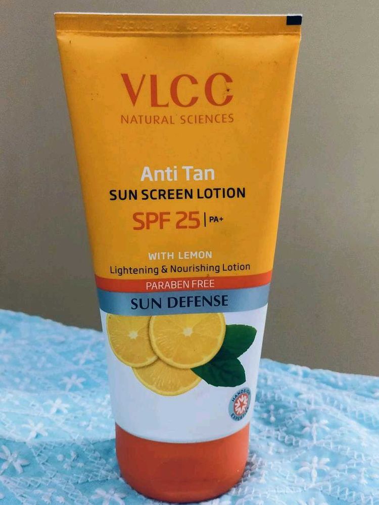 VLCC Anti Tan Sun Screen Lotion .Its used remainin