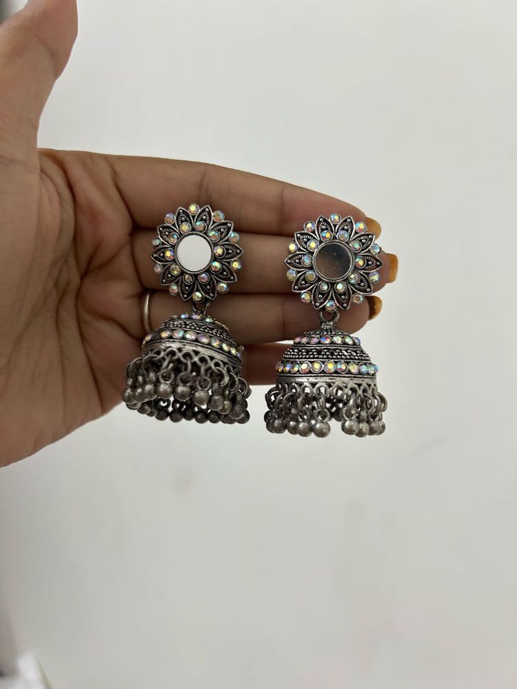 Silver Jhumka Earrings