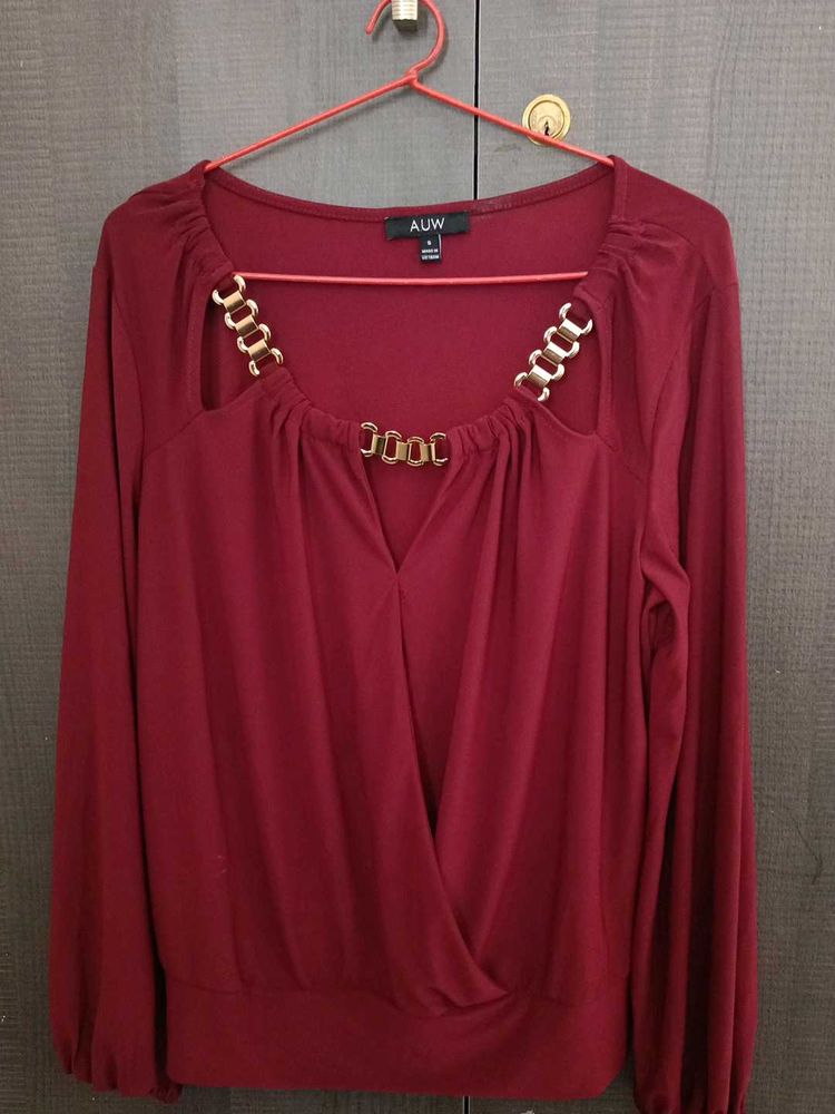 Burgundy Chain Detail Top