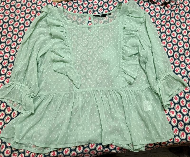 Green Mesh top With detachable Inner